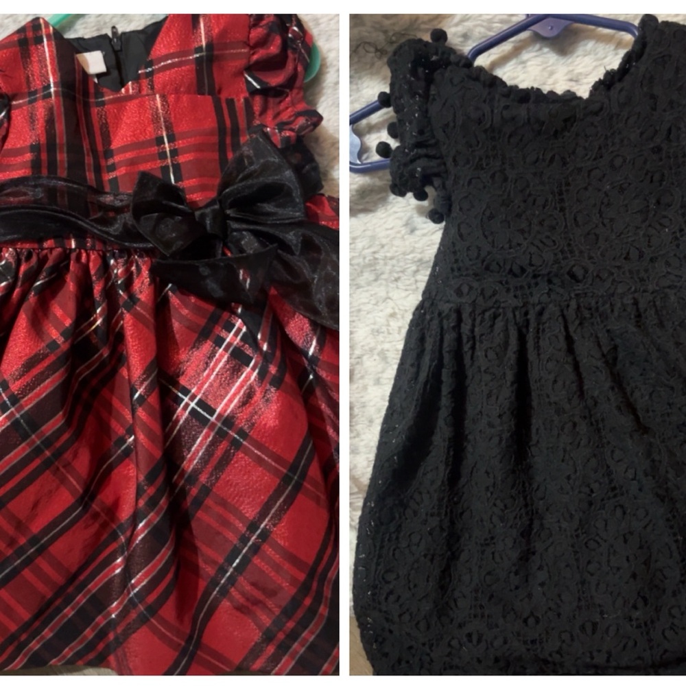 Plaid and Lace Kids Dress Set